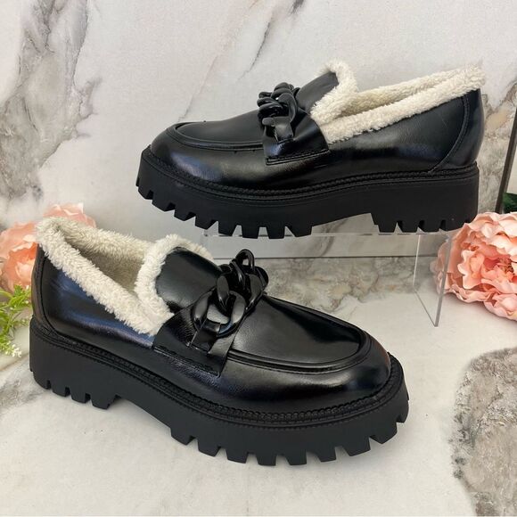 DOLCE VITA Larazzo Chain Platform Lug Sole Loafers in Black Size 11 NEW - Picture 4 of 16
